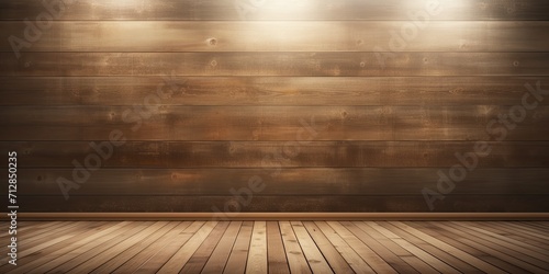 Grunge wooden planks with spotlight in empty room interior for product display and montage.