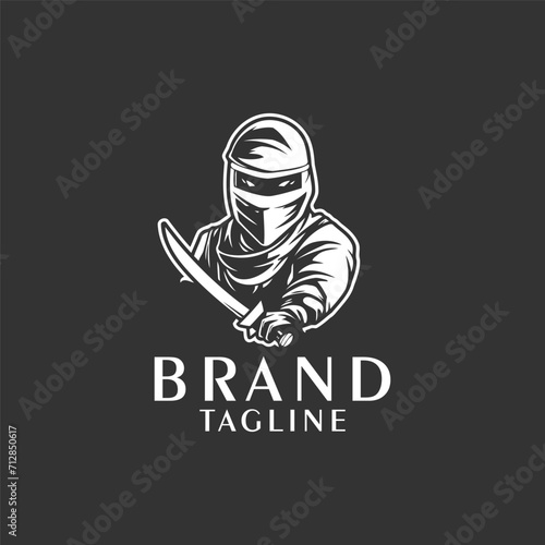 Ninja warrior logo vector
black and white ninja character logo design