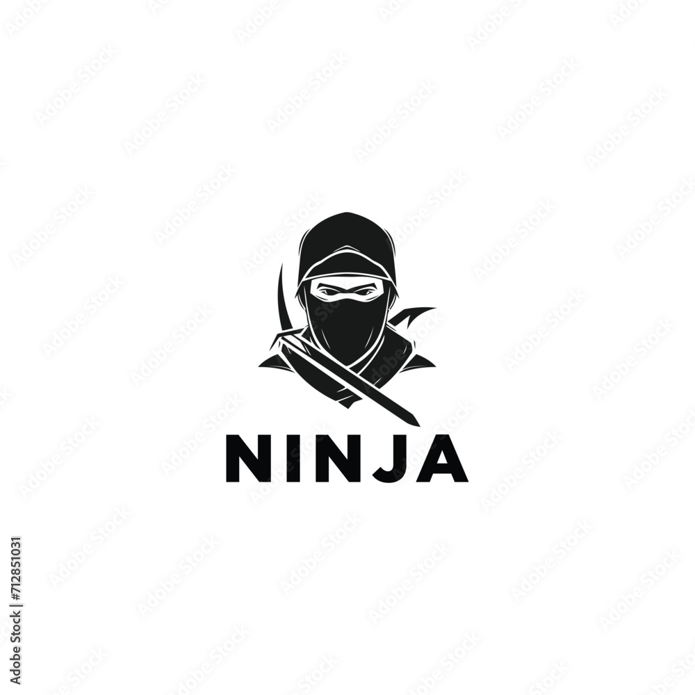 Ninja warrior logo vector
black and white ninja character logo design