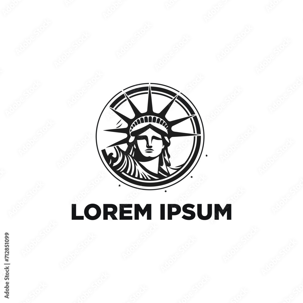 New York Statue of Liberty American Symbol.face freedom drawing art logo design template illustration
