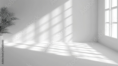Realistic and minimalist blurred natural light windows  shadow overlay on wall paper texture  abstract background.