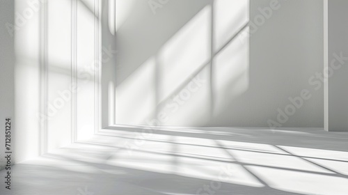 Realistic and minimalist blurred natural light windows  shadow overlay on wall paper texture  abstract background.