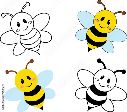 Cute Bee Isolated On A White Background