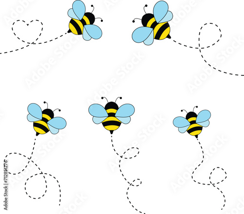 Bee Flying Isolated On A White Background