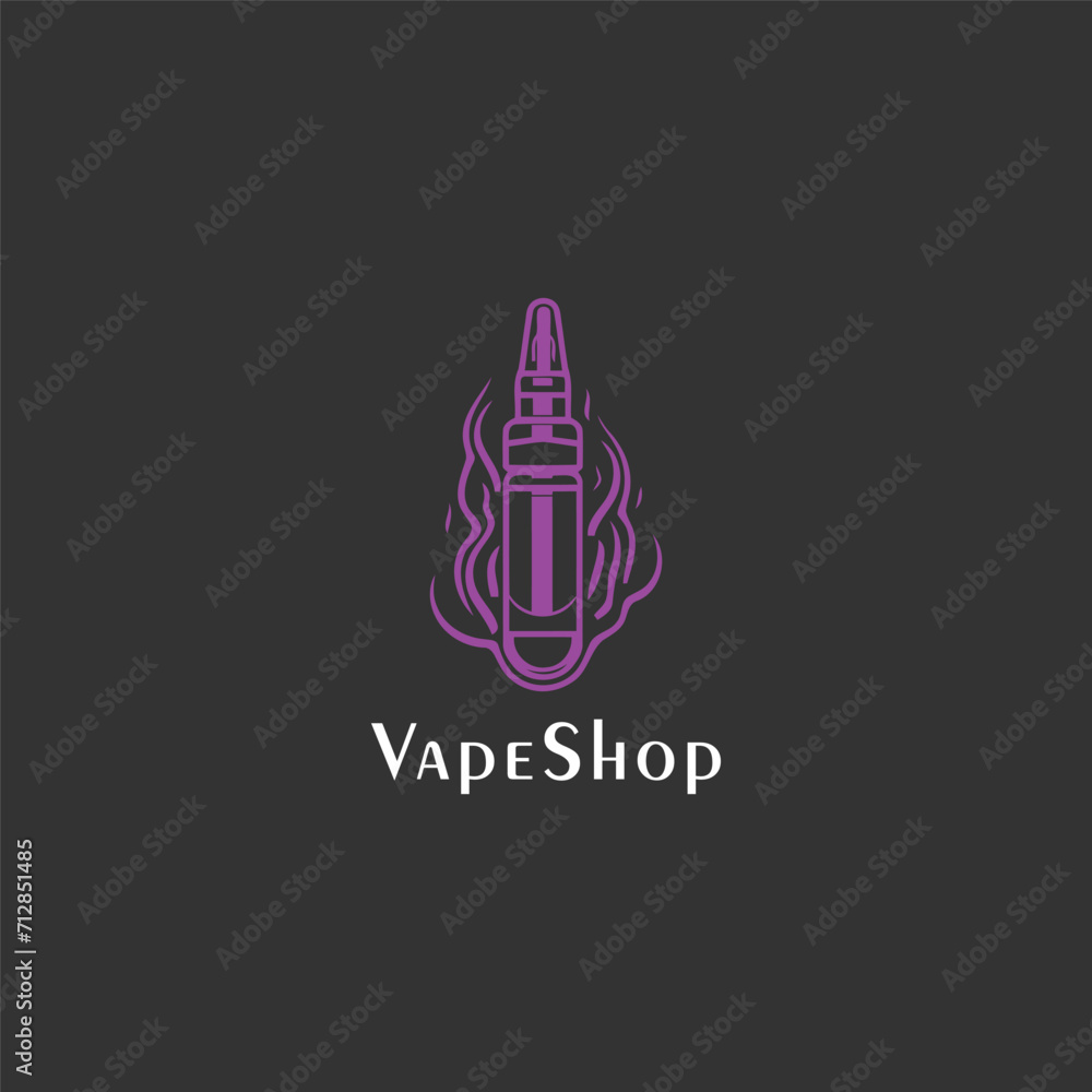 Vape template. Vector retro style emblem with vaping attributes. Vector.
