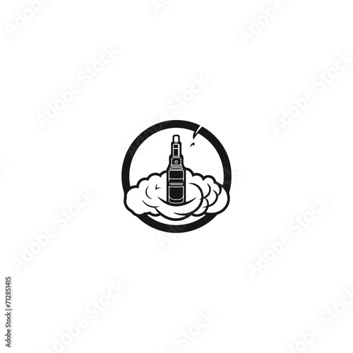 Vape template. Vector retro style emblem with vaping attributes. Vector. 