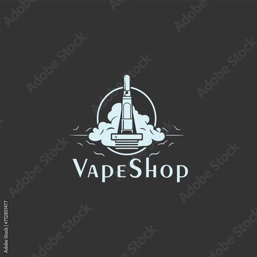 Vape template. Vector retro style emblem with vaping attributes. Vector.
