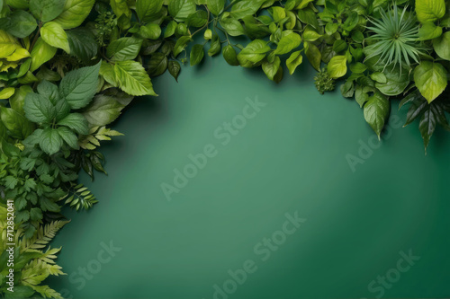Wallpaper Mural a background of diverse green foliage leaves border frame symbolizing environmental stewardship and a commitment to green living concept banner Torontodigital.ca