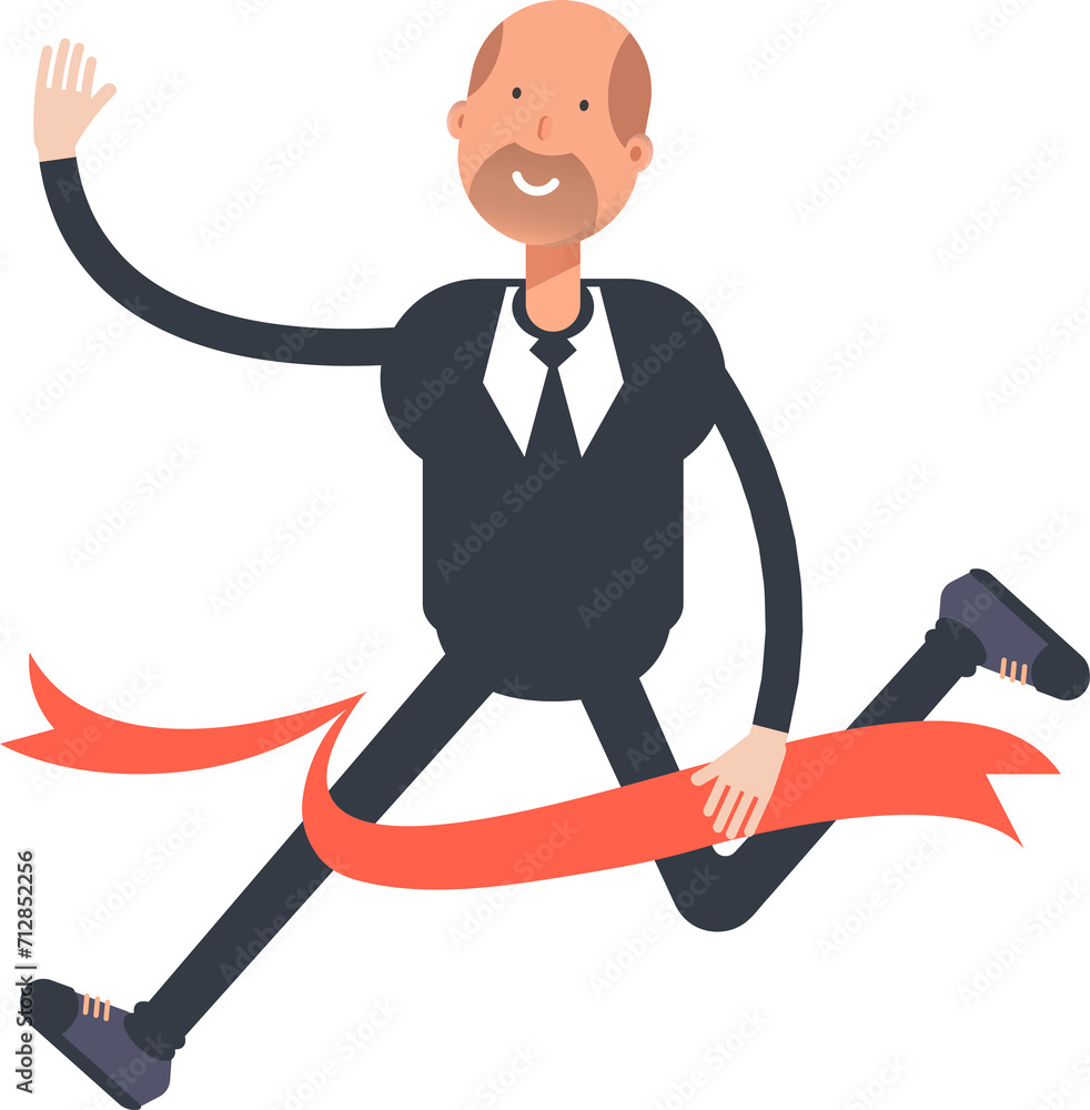 Old Businessman Character Running at Finish Line
Old Businessman Character Running at Finish Line