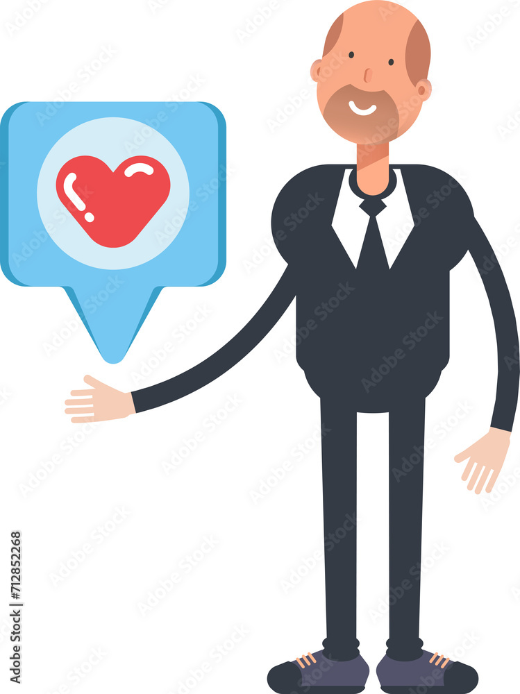 Old Businessman Character and Heart Message
Old Businessman Character and Heart Message