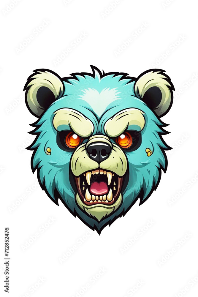 Obraz premium Illustration of an angry bear head on a transparent background