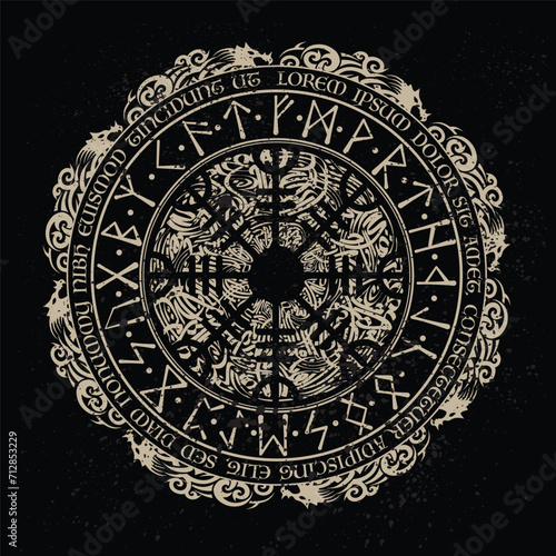 Brown scandinavian circle runes