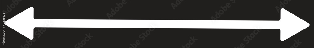 Horizontal long straight arrow signs. Black pointer, direction, position symbol and double arrow icon isolated on white background. Vector graphic illustration