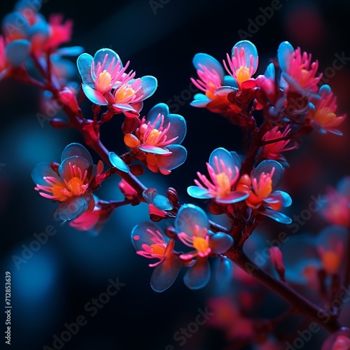 Generative AI Barberry Flower neon Color illustration photo