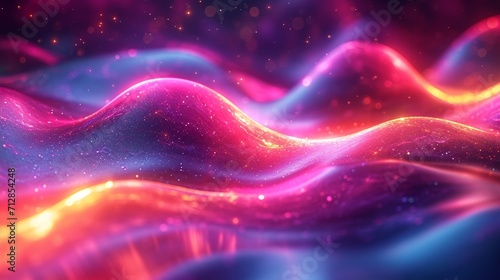 3D-rendered neon wave, fluid and iridescent. Bright, multicolored abstract background enhancing motion. HD camera quality.