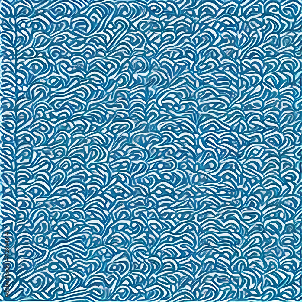 abstract seamless pattern with waves on a blue background