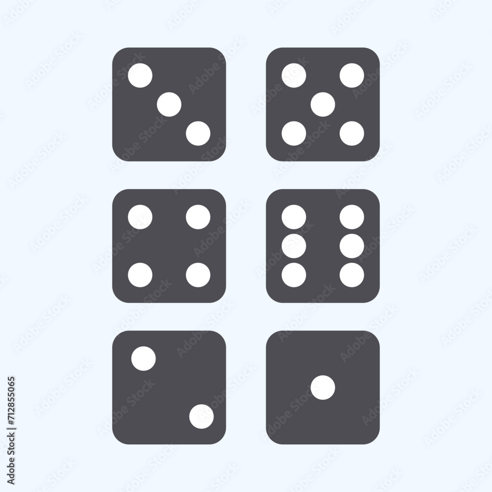 Playing cubes in black color in all sides. Playing cubes in a simple modern style Playing cubes in black color in all sides. Playing cubes in a simple modern style