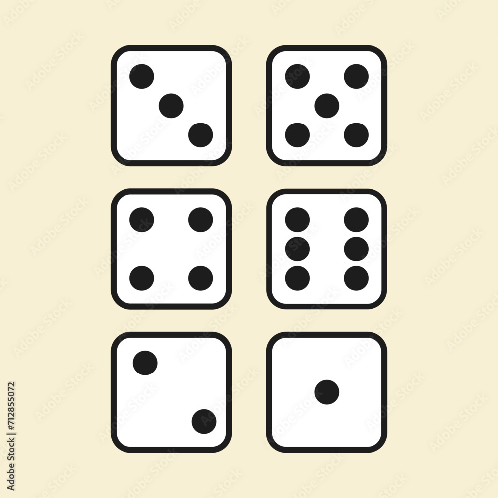Playing cubes in from all sides. Playing cubes in a simple modern style Playing cubes in from all sides. Playing cubes in a simple modern style