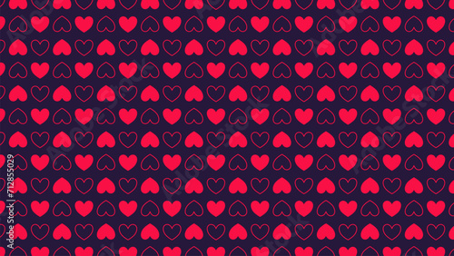 Valentines Day hearts background on dark background. Abstract background for presentations, banner, brochure, posters. 