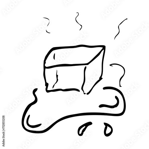 ice cube, hand draw doodle simple vector