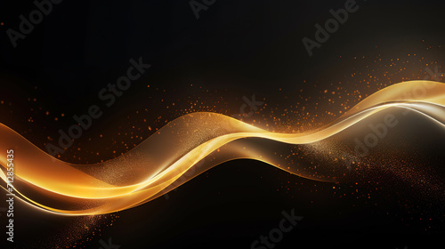 Shiny golden wave on black background