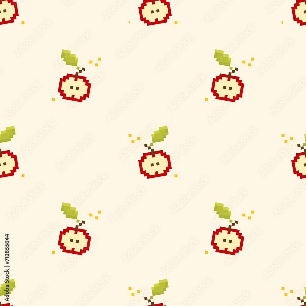 Pixel apple seamless background Pixel apple seamless background