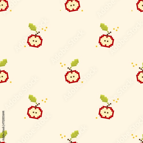 Pixel apple seamless background