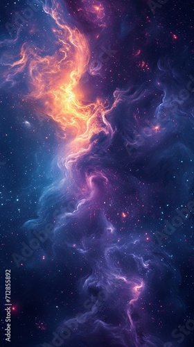 A cosmic-themed liquid abstract 3D extrusion, with deep purples and blues, and sparkling star-like elements.