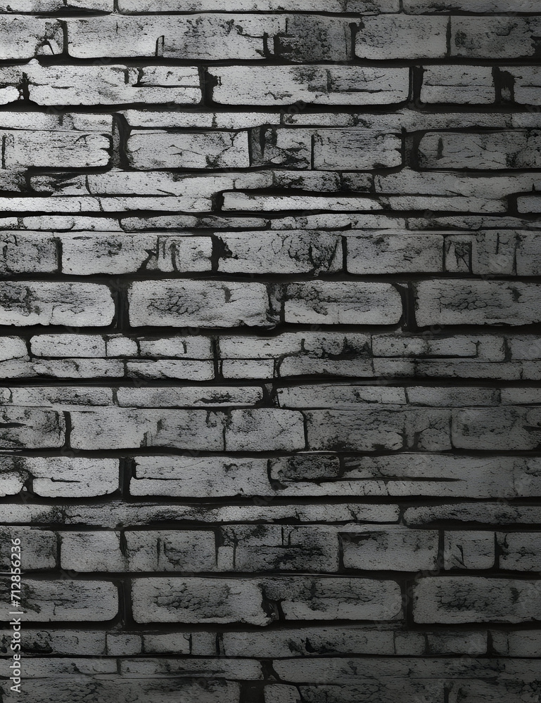 Black and white brick wall texture. Abstract background