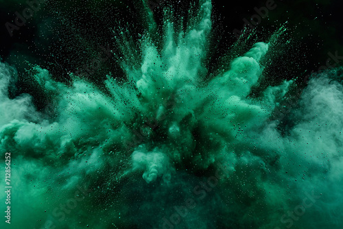 Green dust explosion background texture, abstract powder splash background