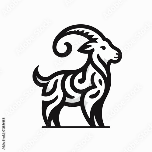 Goat logo with a simple and minimalist flat design style