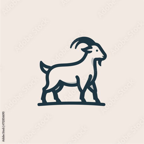 Goat logo with a simple and minimalist flat design style