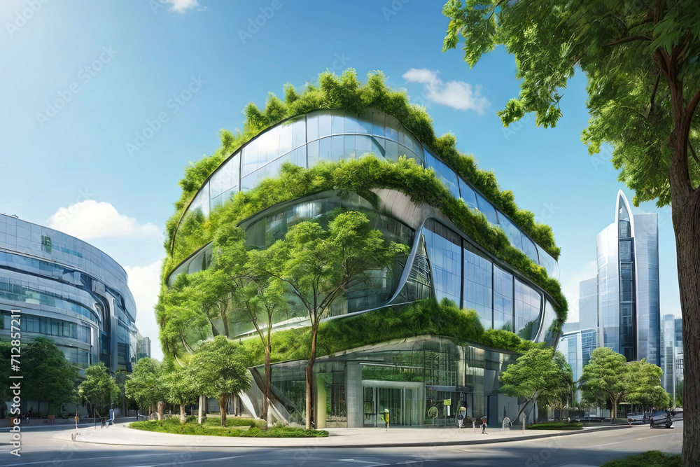 Step into the future with our eco-friendly glass office building, seamlessly blending sustainability and modern design. A green oasis in the heart of the city, reducing CO2 for a greener tomorrow.