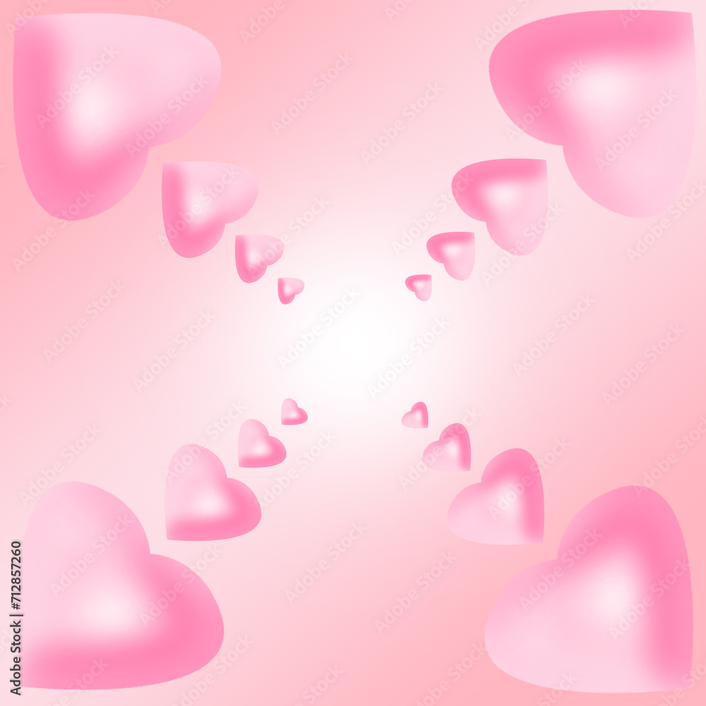 happy valentine's day background pink hearts on pink background Place for messages graphics for illustrations