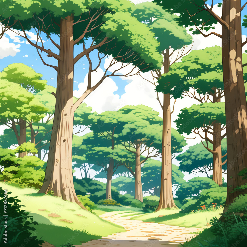 Fototapeta premium trees on the beach trees-in-the-style-of-studio-ghibli-white-background-clean