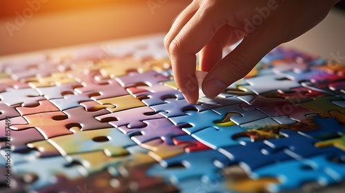 A jigsaw puzzle being put together, with a key piece representing the discovery puzzle photo
