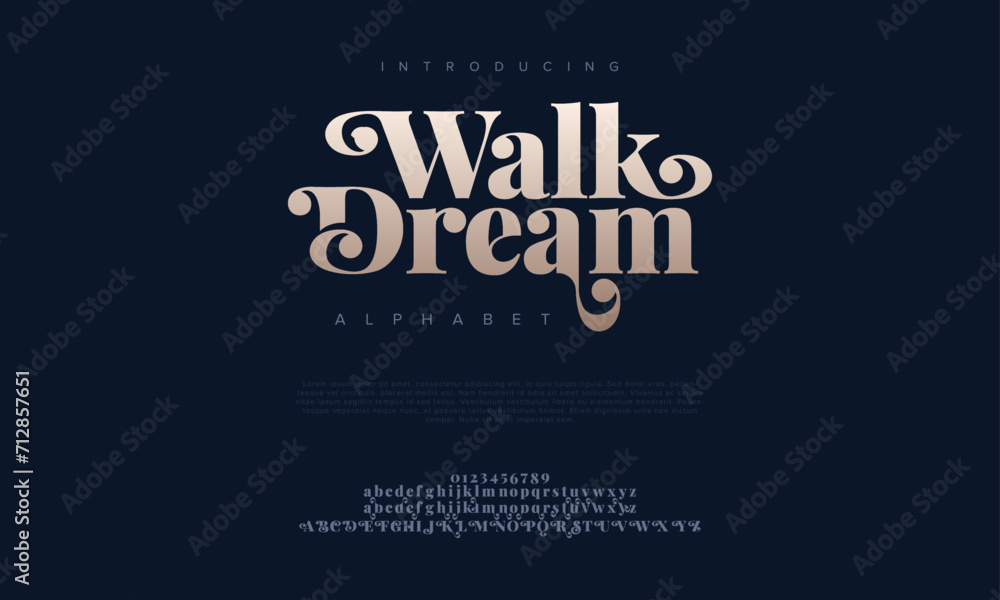 Walkdream creative modern urban alphabet font. Digital abstract moslem, futuristic, fashion, sport, minimal technology typography. Simple numeric vector illustration