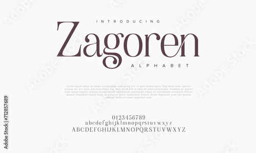 Zagoren creative modern urban alphabet font. Digital abstract moslem, futuristic, fashion, sport, minimal technology typography. Simple numeric vector illustration