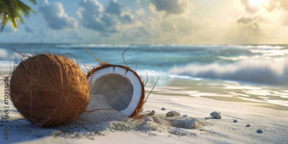 coconuts on the beach, generative AI