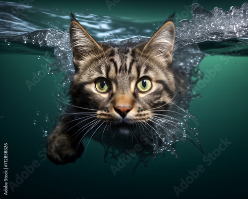 High-Speed Capture of a Cat is Aquatic Ballet © Chawapong
