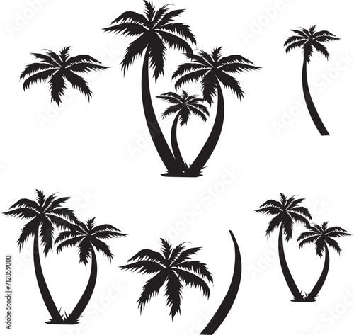 set of palm trees-set of palms set of trees
