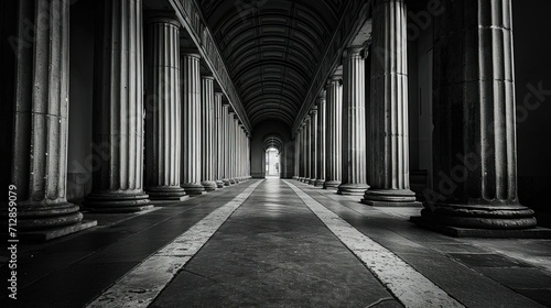 Fotografia Black and white Corridor Building
