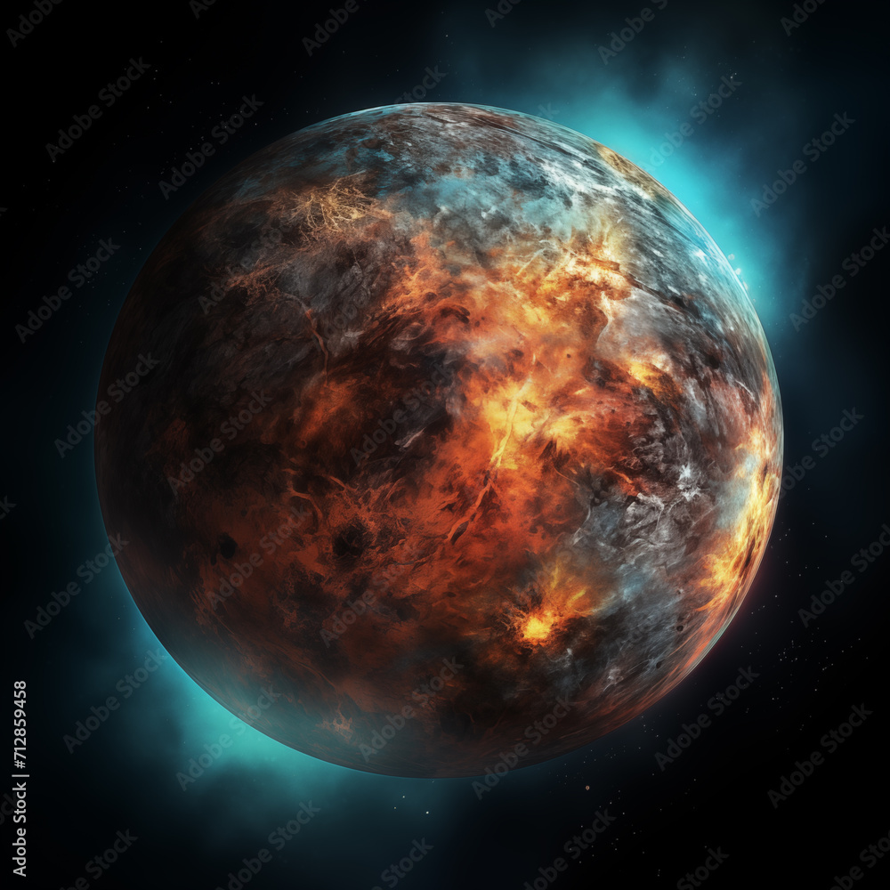 Naklejka premium mysterious unknown planet,created with Generative AI tecnology.