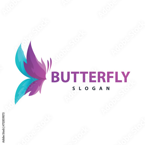 Butterfly logo design beautiful flying animal illustration vector simple minimalist colorful illustration