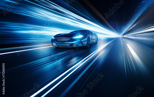 High-speed sports car and dynamic background,created with Generative AI tecnology. 