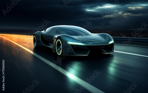 High-speed sports car and dynamic background,created with Generative AI tecnology. 
