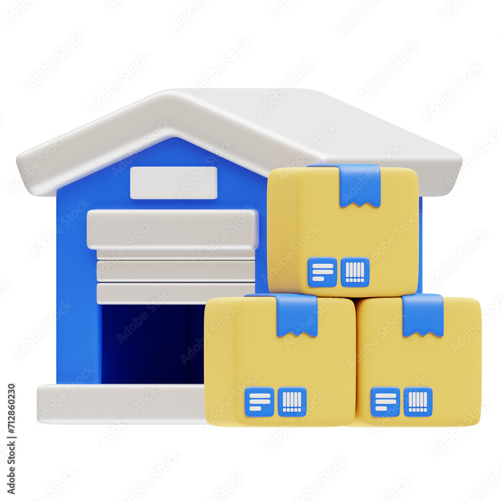 Shipping warehouse related 3D icon on transparent background, perfect for design needs Shipping warehouse related 3D icon on transparent background, perfect for design needs