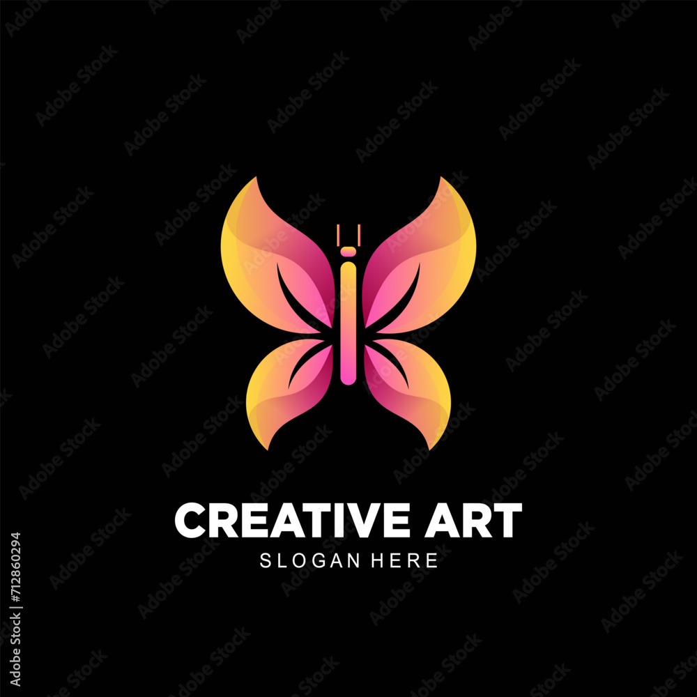 Gradient butterfly vector logotype