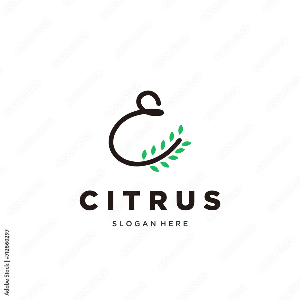 C later logo. citrus leaf logo vector icon