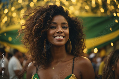 Photo of a beautiful woman, celebrating Carnival in Brazil photo
